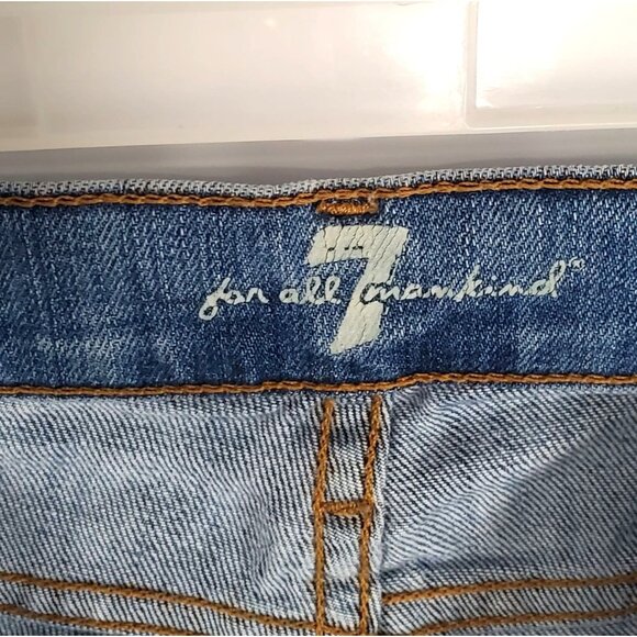 7 For All Mankind Women's Blue The Skinny  Crop & Roll Jeans Size 28" 1015 - Picture 6 of 10